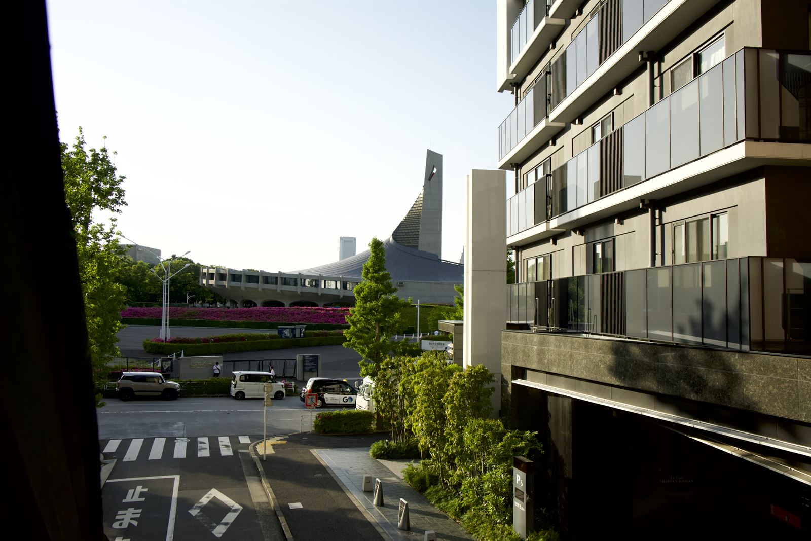 Yoyogi National Gymnasium seen from a nearby street, Tokyo