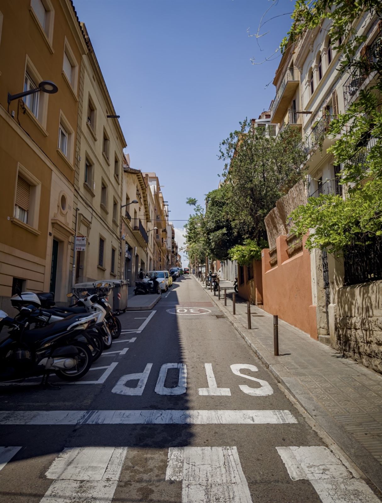 Morning light on a side street in Barcelona
