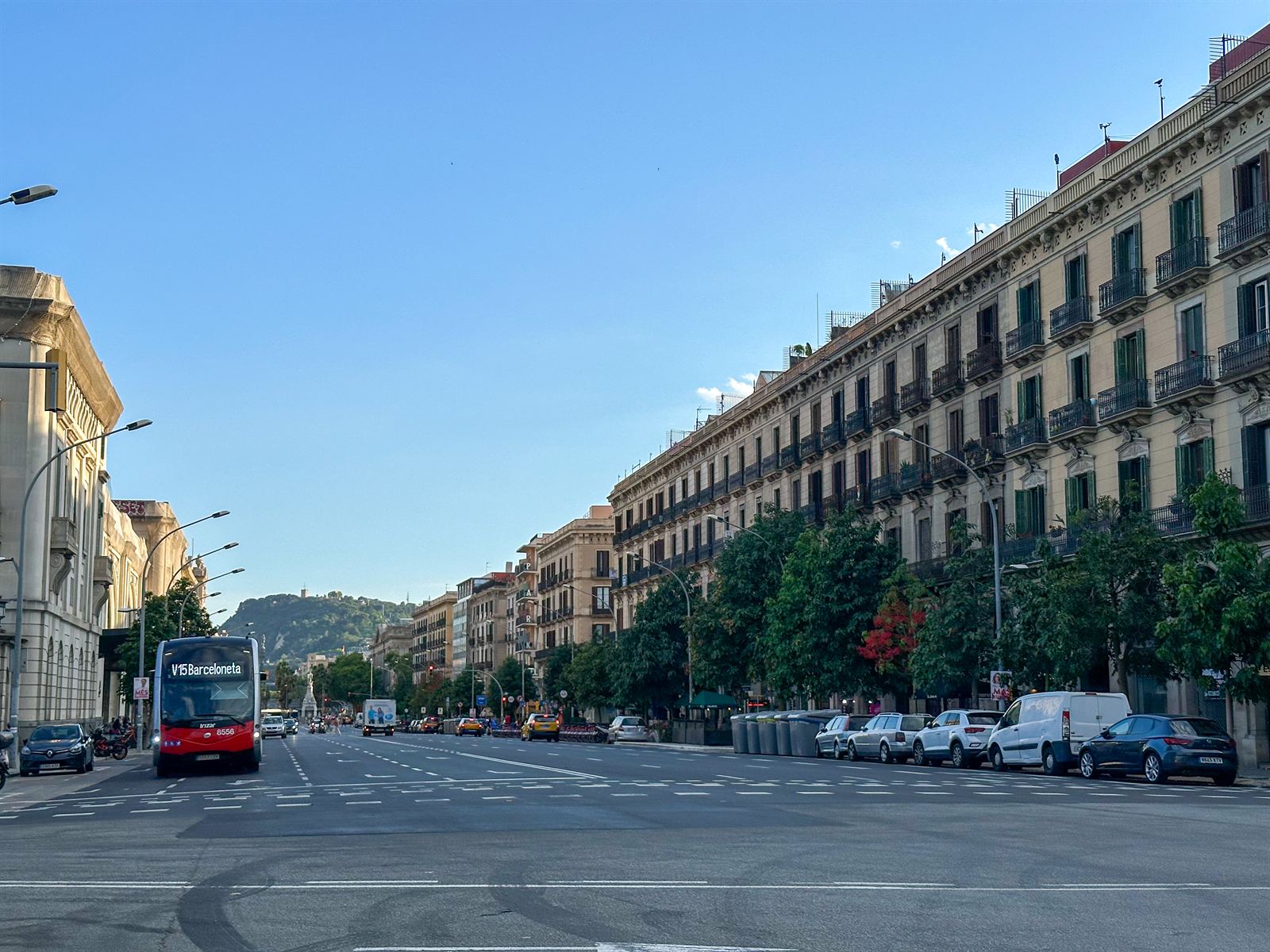 Boulevard in Barcelona in the late afternoon
