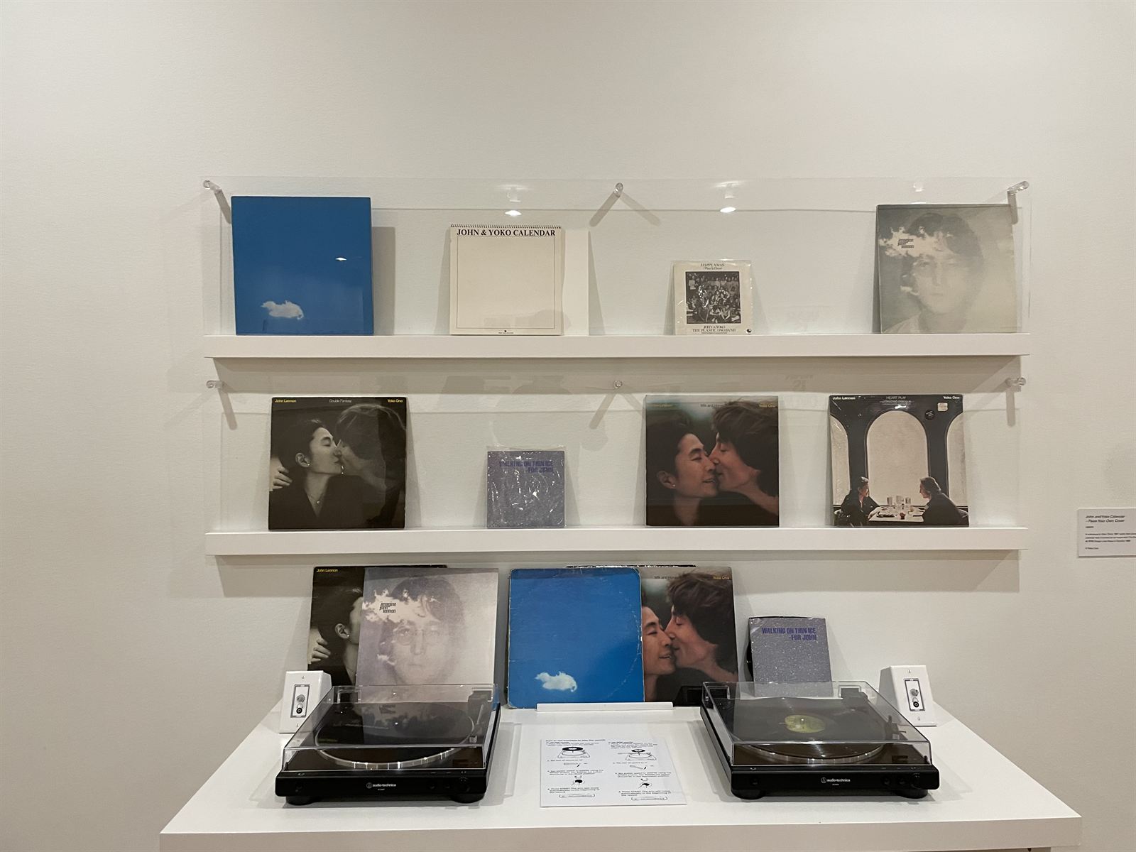 Lennon and Ono records in a gallery exhibit, BC